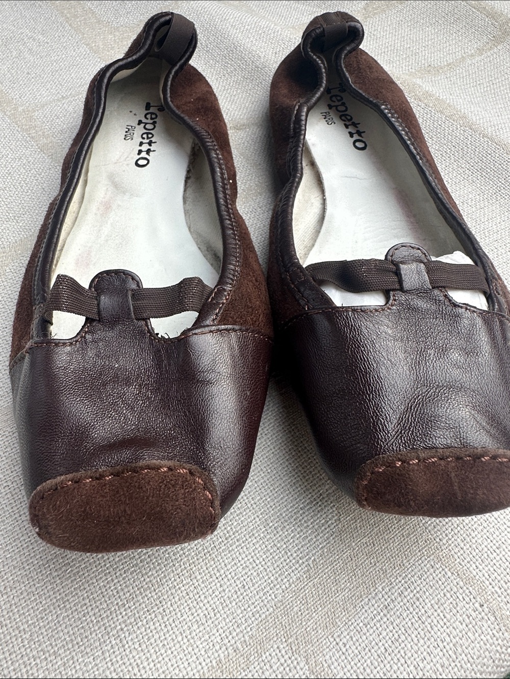 Repetto women’s Dark Brown Leather and Suede Ballet Flats